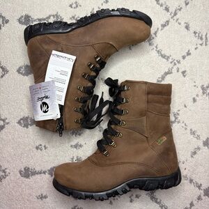 NEW MARTINO Wool Lined Waterproof Genuine Leather Lace Up Side Zip Winter Boots